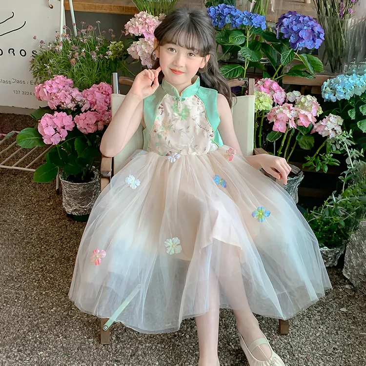 女童连衣裙2025新款夏装儿童汉服洋气中式国风纱裙公主裙女孩裙子