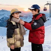 雅鹿童装男童女童加厚中长款雪山迷彩羽绒服时尚冬季极寒冬装