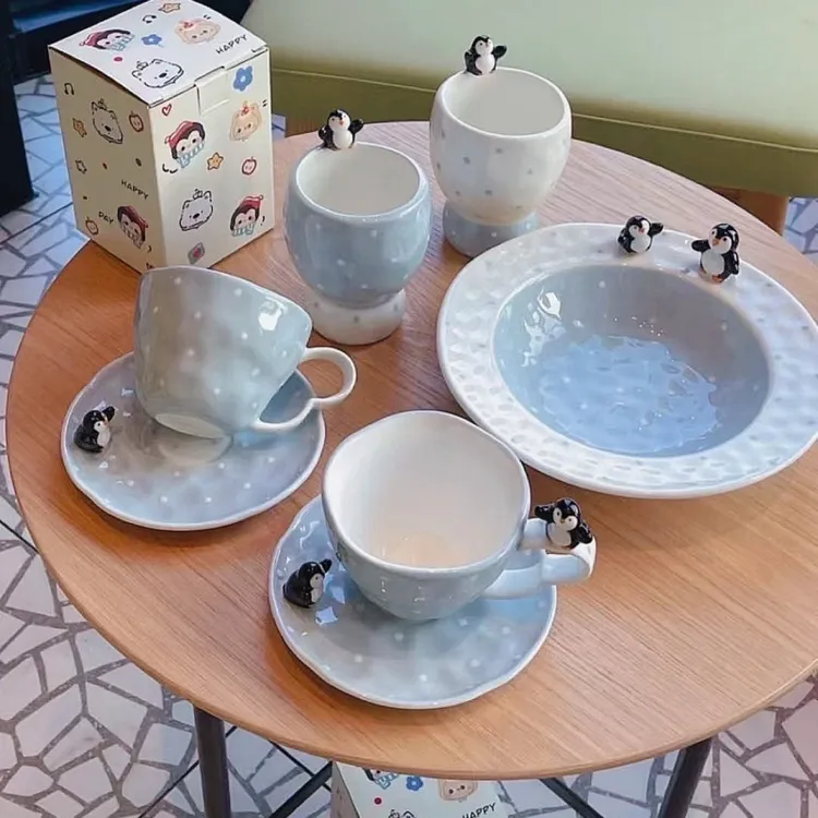 大美陶瓷 |企鹅餐具草帽盘高温瓷釉下彩泡面碗家用意面菜饭盘