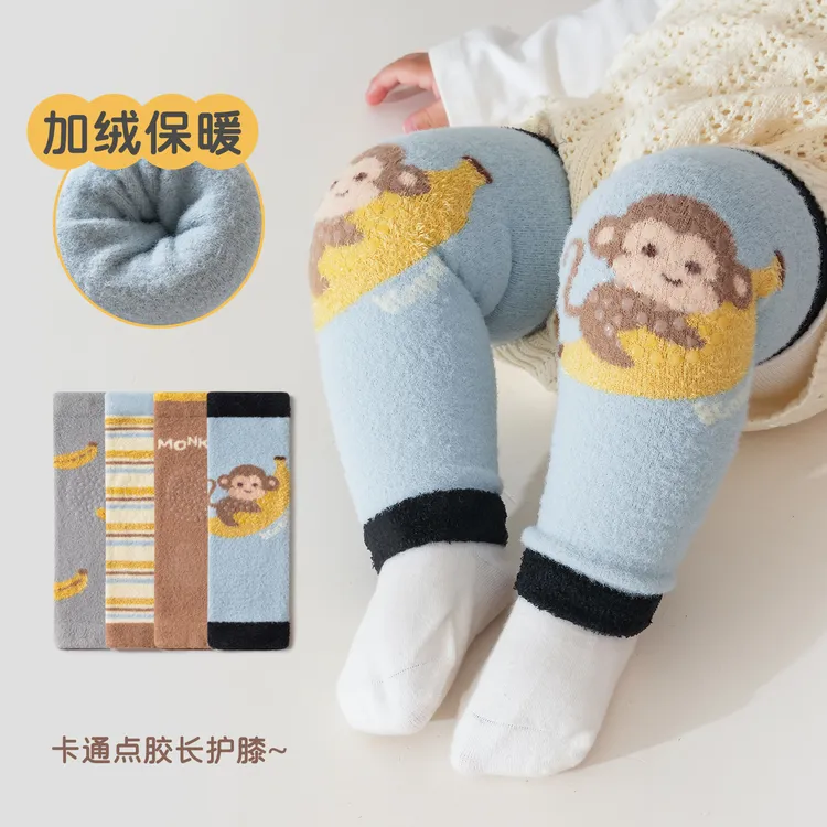 新生婴儿护膝防滑宝宝爬行护腿秋冬换尿不湿神器加厚长筒保暖袜套