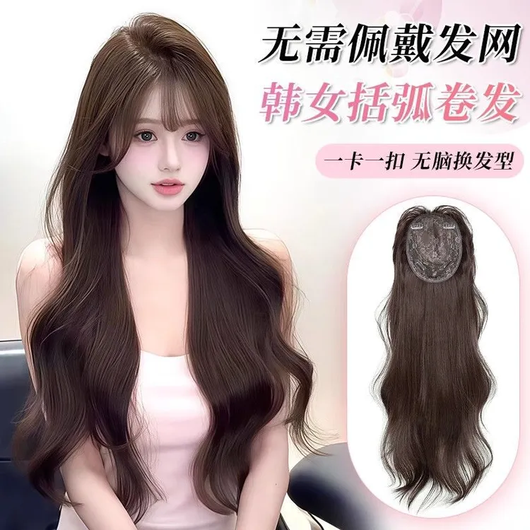 不用戴发网假发女片头顶补发增发量蓬松括弧卷发大波浪轻薄假发套