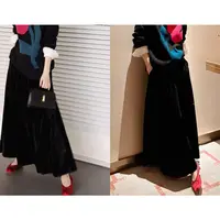 秋季高雅显瘦百搭丝绒高腰半身裙(有口袋)