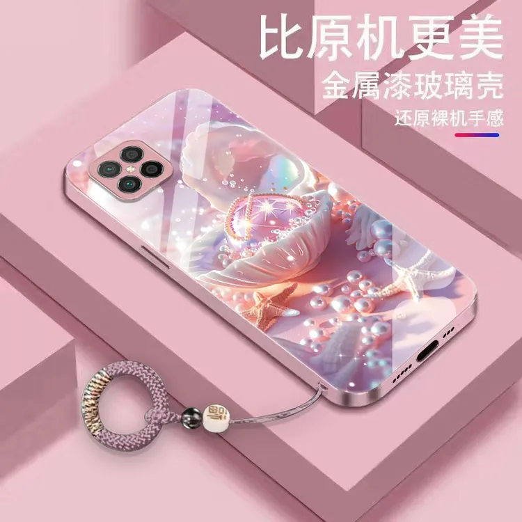 珍珠贝壳适用华为nova8SE手机壳金属漆玻璃外壳个性潮牌高颜值