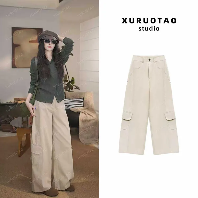 XURUOTAO 【卡奇裤】莫代尔棉感百搭设计显瘦卡其色休闲裤 T5591