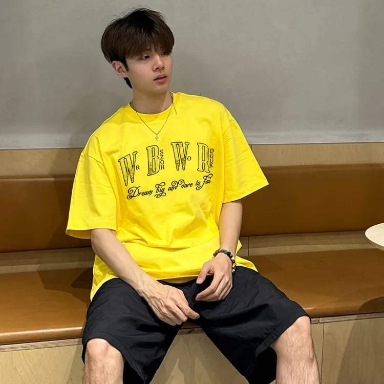 美式vibe镂空字母印花短袖T恤男夏季休闲百搭纯棉重磅圆领上衣女