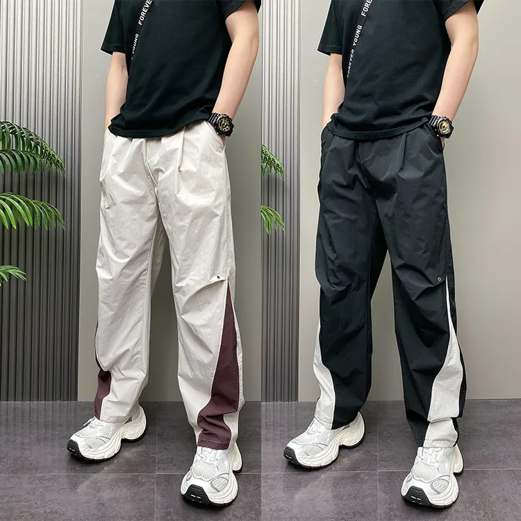 机能美式原创夏季薄款青年男士DOEA休闲条纹休闲直筒阔腿裤子男式