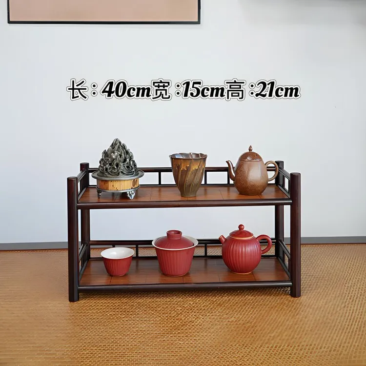 【清欢】两层竹丝楠竹茶架博古架杯架壶架置物架收纳架桌面整理落苏