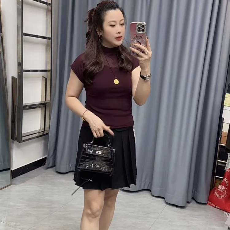 半袖T恤女款半高领街头风气质短袖打底衫