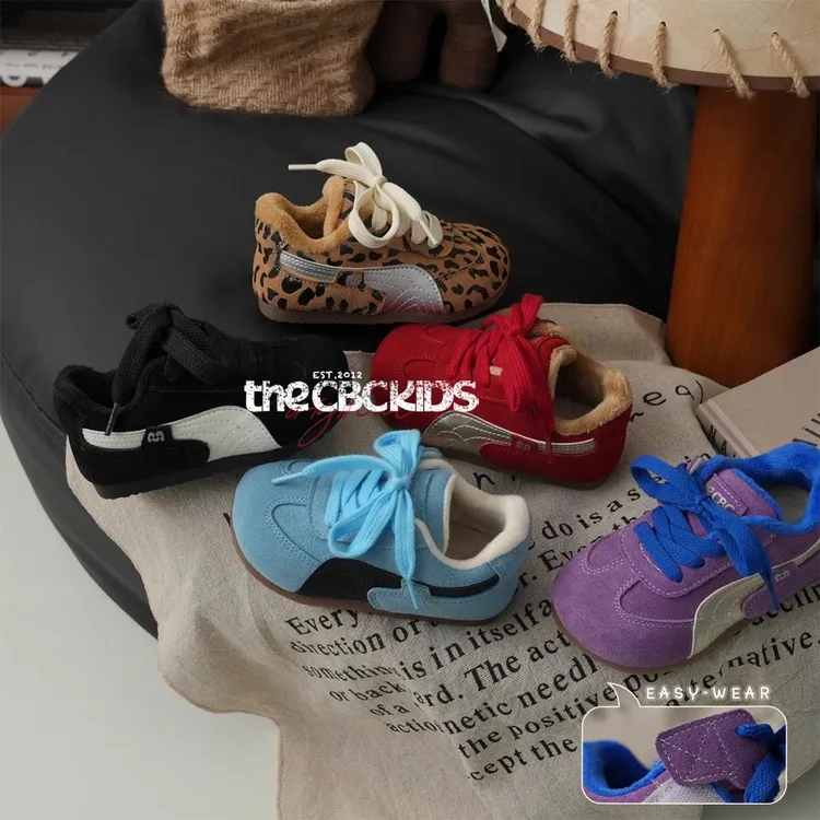 ABC男童板鞋春秋新款儿童牛绒皮阿甘运动鞋复古薄底女童德训鞋子