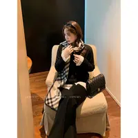 大婉酱微胖定制【回暖拥抱】冬韩版假两件拼接v领羊毛针织衫女3117D