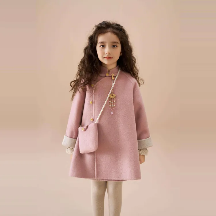 FAVMARTHA 两面两穿2025冬季儿童双面羊毛呢子大衣女童毛