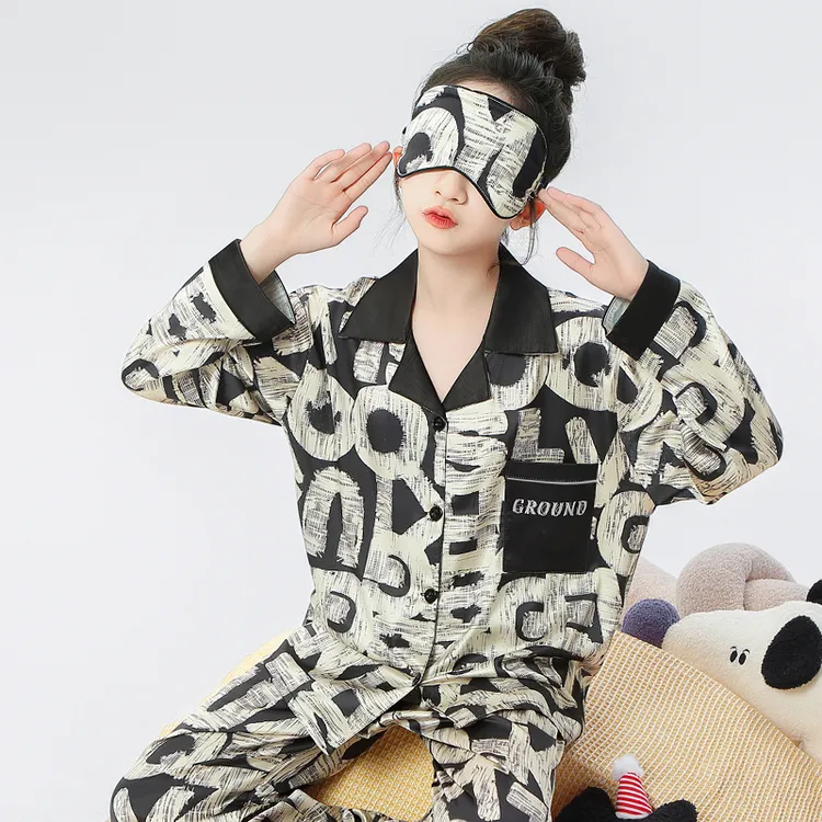 春秋儿童冰丝睡衣长袖薄款洋气时尚高档夏中大童女童家居服开衫潮