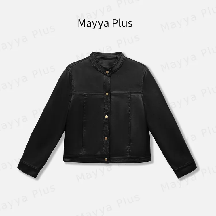 【新风尚】Mayya Plus麦芽定制气质显瘦流光风皮衣32537367