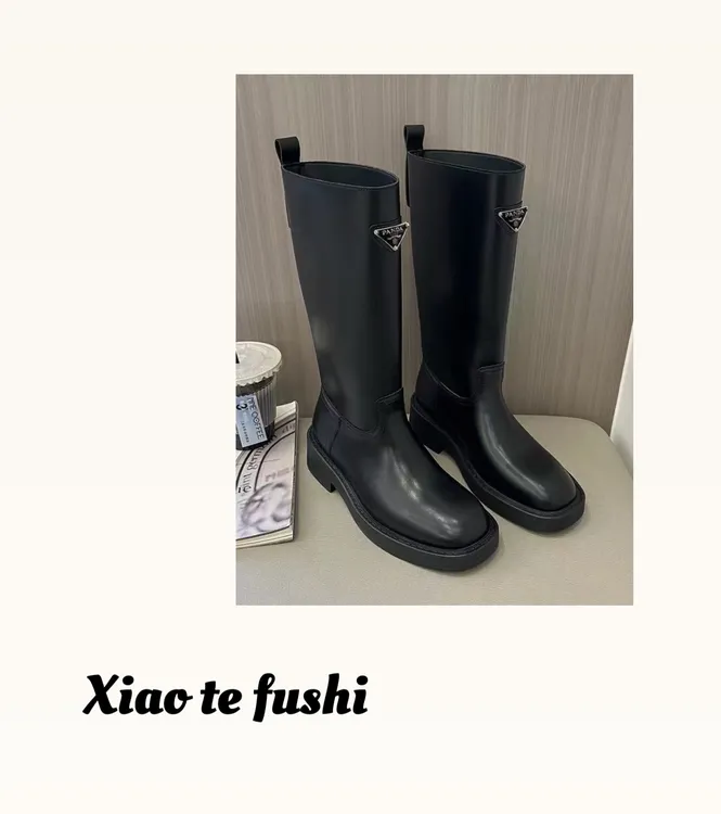 小特 2025秋冬气质套筒粗跟高筒切尔西长靴英伦靴子圆头女鞋显瘦