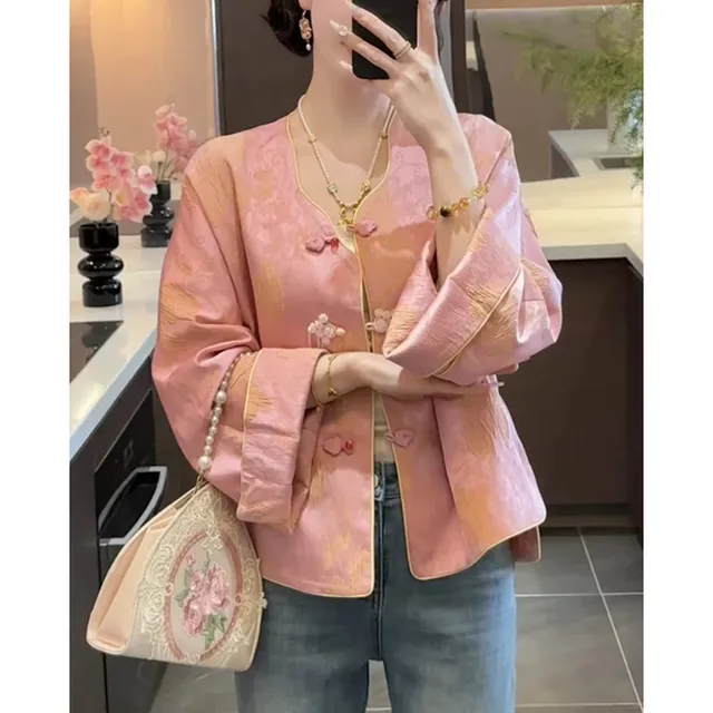 妈妈新中式国风短款外套女春秋2025新款春装女士夹克减龄唐装上衣