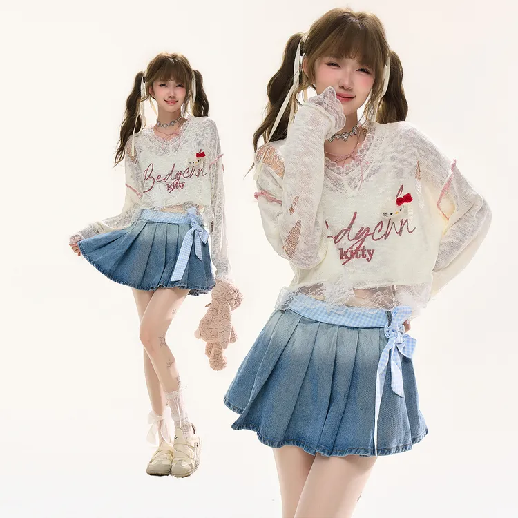 字母落肩袖短款免烫处理短袖T恤百搭内搭时尚宽松春季甜美夏季百