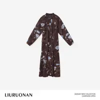 LIURUONAN | 9.28四周年【雪兰】复古气质木耳领碎花长袖连衣裙秋冬