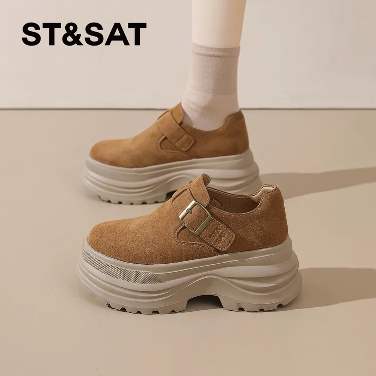 星期六百搭勃肯鞋女款2026新款春季单鞋厚底复古显腿长加绒松糕鞋