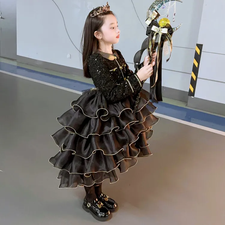 2025春季新款公主裙女童秋冬连衣裙小女孩蓬蓬网纱宝宝艾莎公主裙