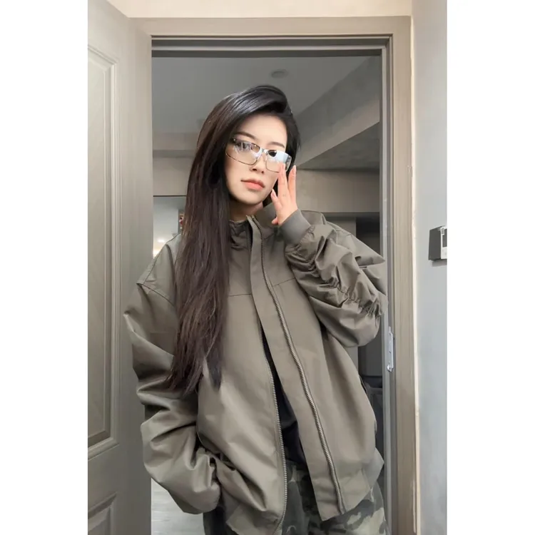 cleanfit狼灰色外套男女秋季户外防水冲锋衣美式痞帅正肩飞行夹克