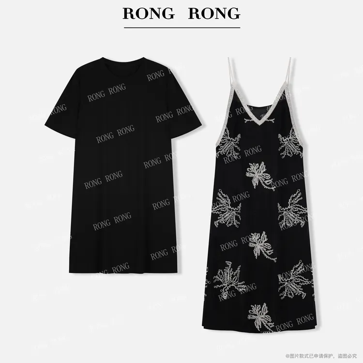 溶溶【凝夏霜花】RONGRONG 莱赛尔混纺松弛感连衣裙两件套F26QL2011