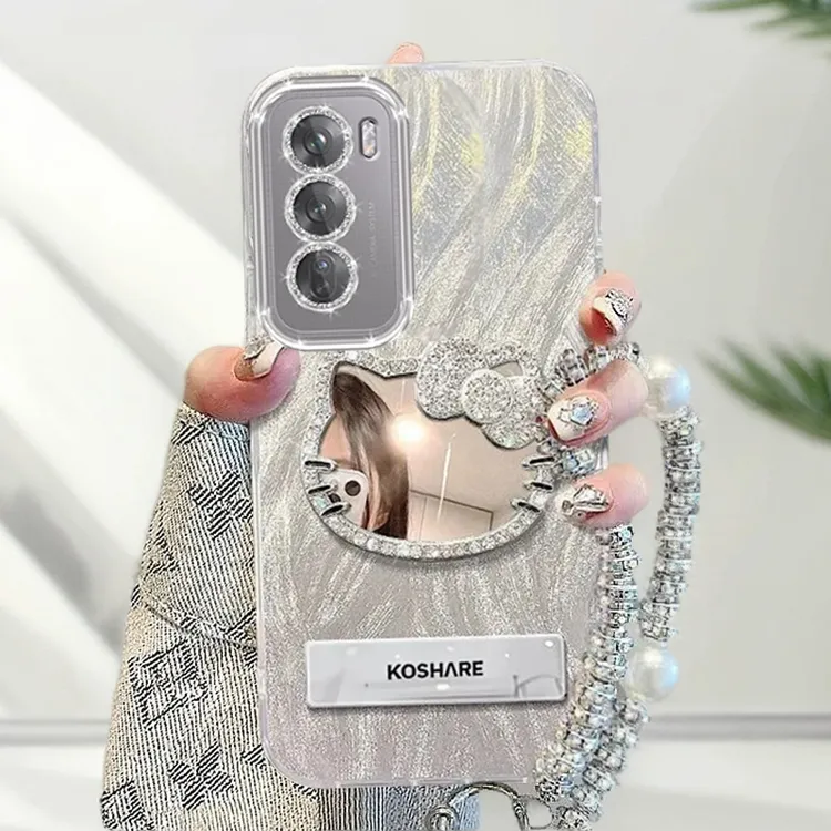 自带镜头膜OPPOReno12Pro手机壳镶钻kt猫镜子PJW110全包reno12羽