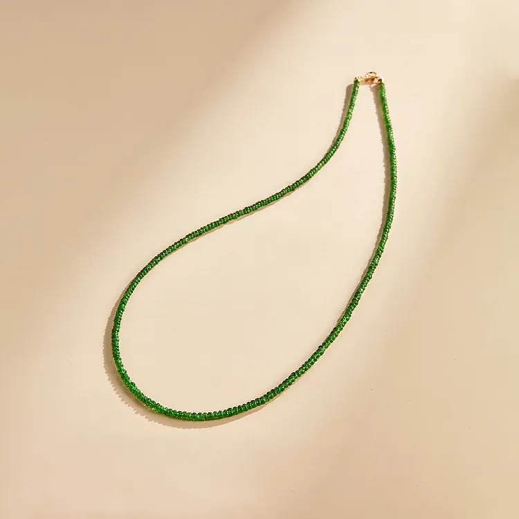 ECI【碧泉】天然沙弗莱项链18k金素面石榴石项链18K黄金项链