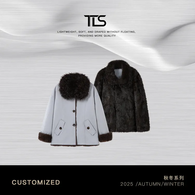 TT【双生星】进口安哥拉獭兔一体毛领羊皮毛保暖毛皮草外套PC5083