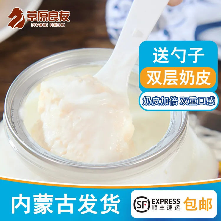 草原良友内蒙古奶皮子酸奶低温草原酸奶410克/罐