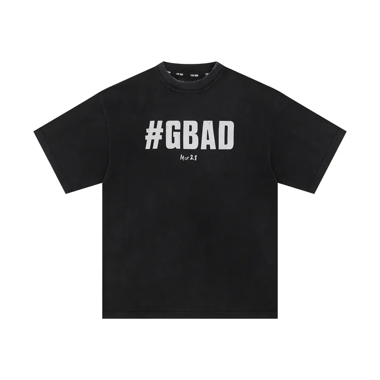 TEAM WANG 王嘉尔同款 生日派对限定 水洗做旧破坏 T恤重磅 男女