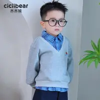 CICIIBEAR/齐齐熊学院风长袖套装儿童套头假两件秋季 Q103377