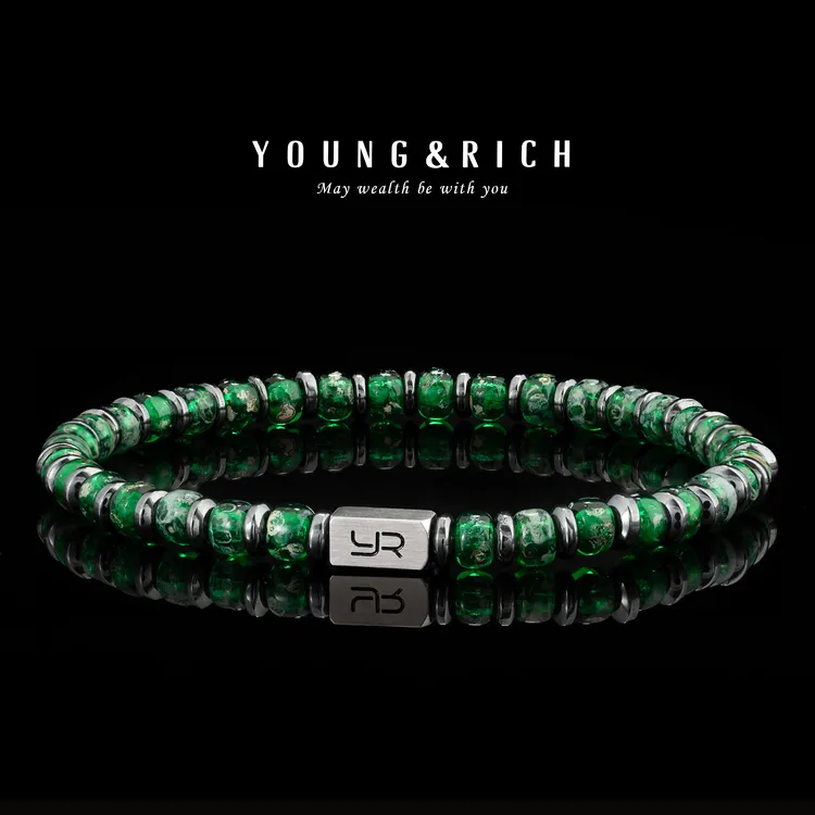 YOUNG&RICH 钛钢琉璃手链 ins风百搭时尚绿州手工男女新年礼物