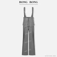 溶溶S【优雅灰调】RONGRONG  百搭设计时尚连体背带裤 7105