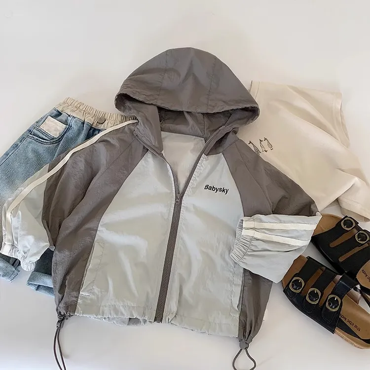 童装儿童防晒衣2025新款夏装拼色轻薄透气户外连帽男女童宝宝外套