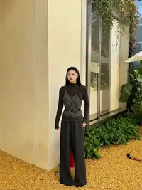 【钰姐精选】启16200-小香阔腿裤三件套时尚百搭显瘦针织修身气质