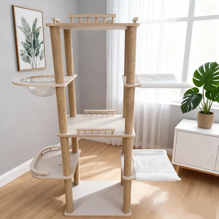 实木通天柱猫爬架猫窝猫树一体太空舱剑麻猫抓板不占地猫咪用品