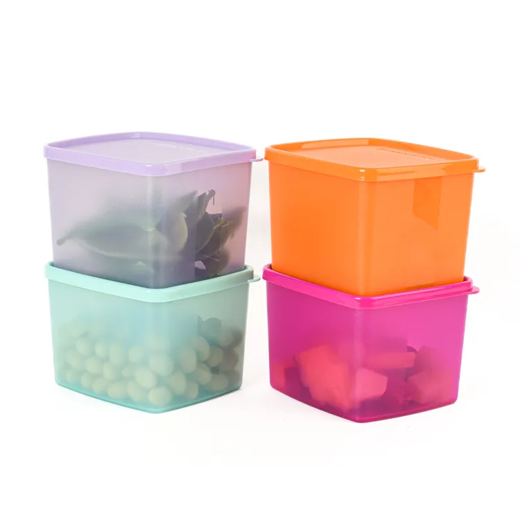 特百惠 800ML方形彩色保鲜盒 冰箱冷藏收纳盒蔬菜水果储藏盒