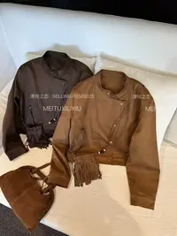 秋季美拉德立领短外套小个子气质斜门襟设计感上衣