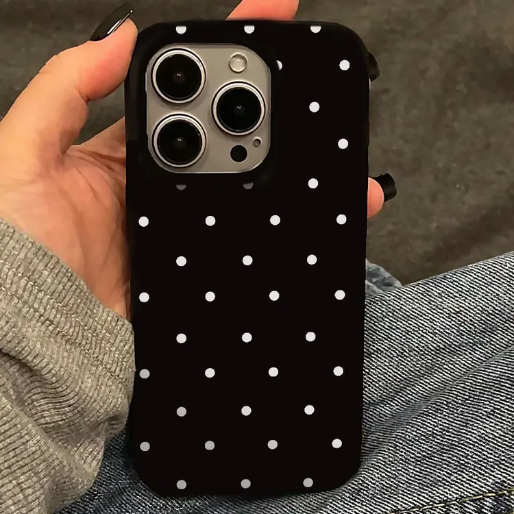 BANCA简约白色波点适用iPhone16/15promax苹果14果冻手机壳13软12