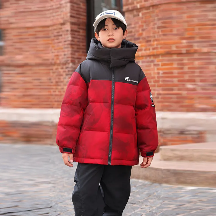 鸭鸭官方联名休兽男童羽绒服秋冬季中长款加厚儿童户外男宝宝外套