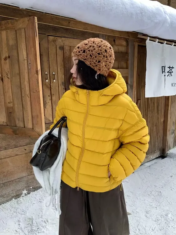 【90%白鸭绒】2025冬季新款连帽短款排骨羽绒服女士女款保暖