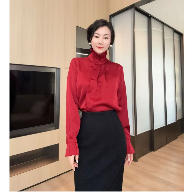 早春新中式气质立领设计感衬衫X362