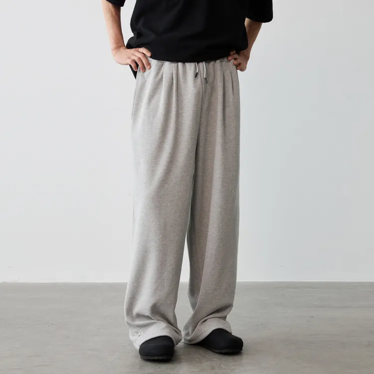 Vavu纯色华夫格长裤男松紧腰抽绳脚口卫裤日系运动舒适阔腿休闲裤