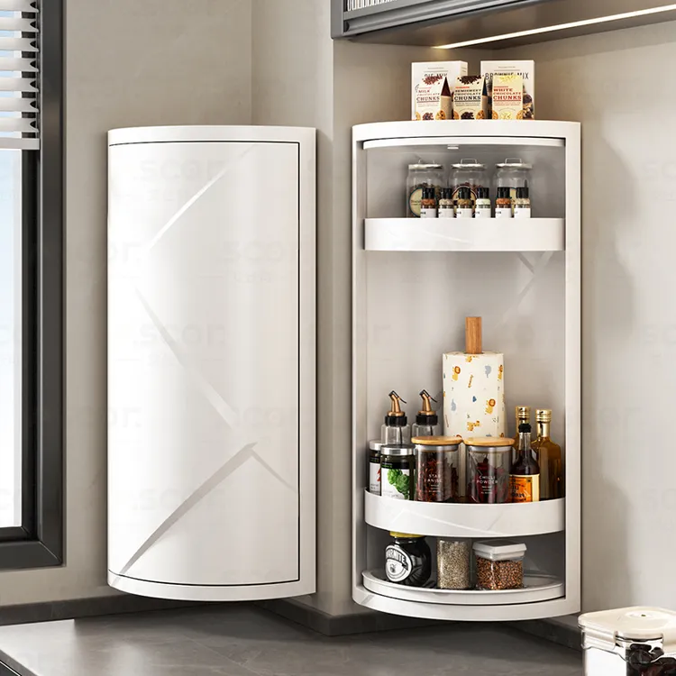 厨房多层收纳置物架调味料旋转储物柜家用多功能壁挂台面整理神器
