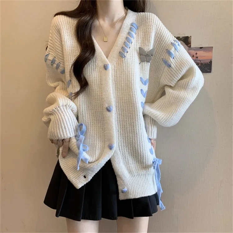 大码软糯慵懒风宽松毛衣外套女秋季新款胖MM显瘦绑带针织开衫上衣