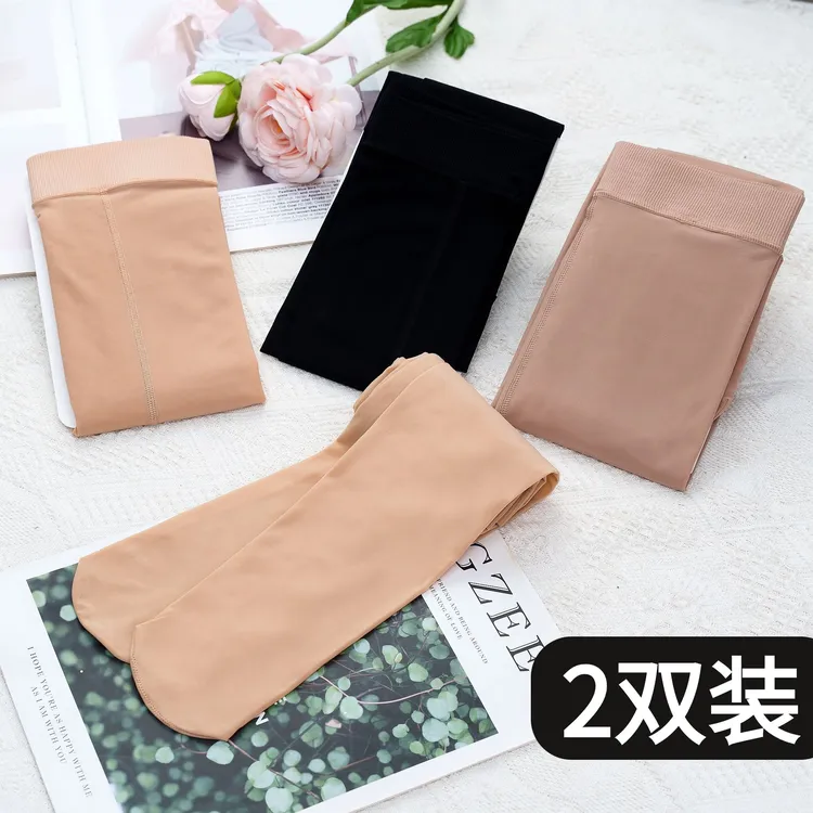 2双中厚春秋钢丝女裸感肉色裤袜防勾丝光腿神器加大码薄外穿裤子