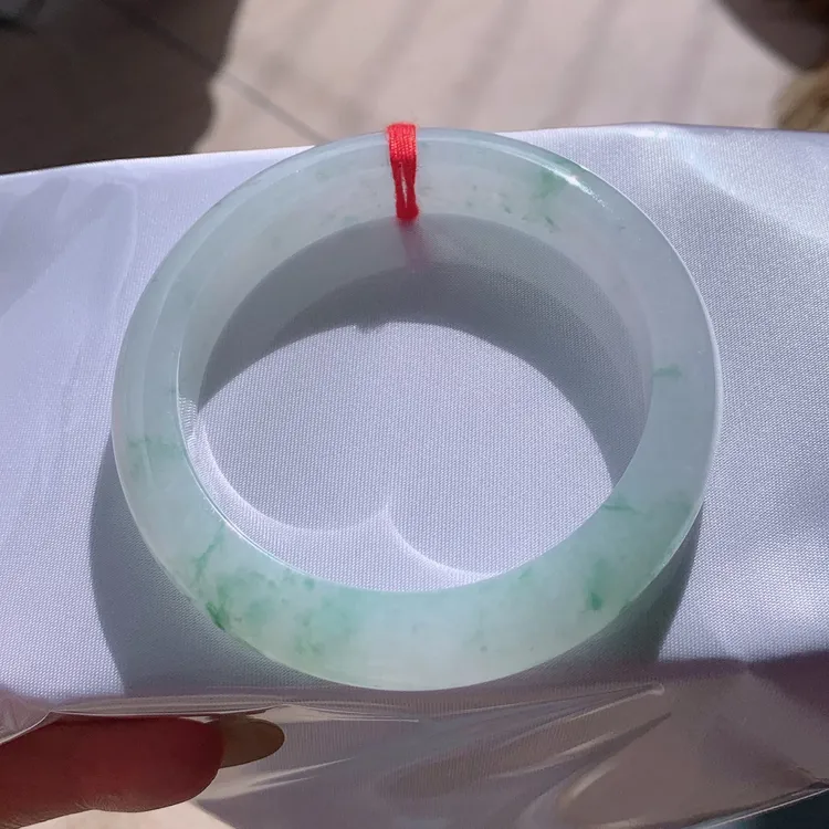 天然缅甸翡翠A货手镯 冰飘花圈55.5-宽12.7-厚8.9