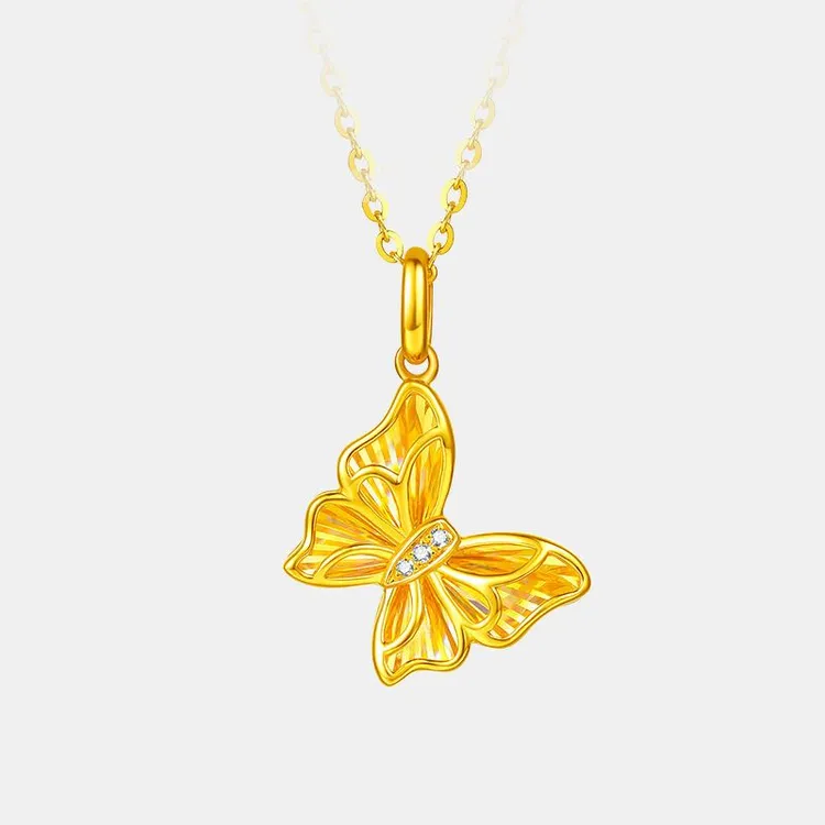 锆石项链金色坠子蝴蝶精致高级感锁骨链时尚生日礼物小众古