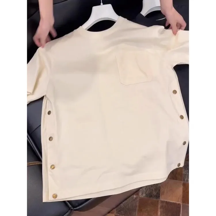 夏日漂亮小上衣女2025新款时尚设计感小众休闲超好看短袖圆领T恤