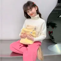 女童毛衣儿童针织打底衫高领保暖2025款洋气秋冬季纯色一体绒毛衣